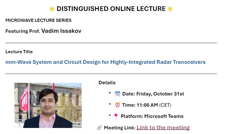 Distinguished online lecture - Prof. Vadim Issakov
